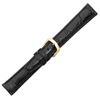 Herzog Krokoprägung Uhrenarmband XS Kalbsleder schwarz