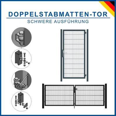 GEWA Doppelstabmatten Classic Tor Gartentor 3m breit,1 bis 1,8m hoch Zweiflügeltor