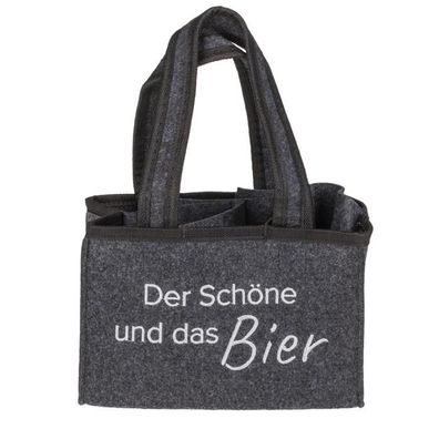 Flaschentasche aus Filz mit 6 Fächern "Der Schöne und das Bier"