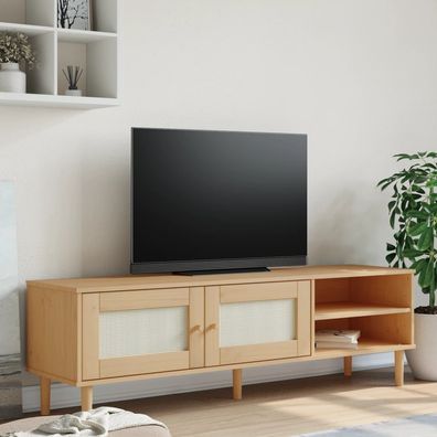 TV-Bank mit Rattan-Optik | Lowboard | Mediaboard | Sideboard | Mid-Country