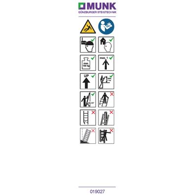 MUNK Produktaufkleber Stehleiter 250 kg beidseitig begehbar 20 Stueck