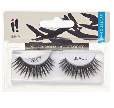 Ibra Glam 700 Schwarz Falsche Wimpern Streifen, Set mit 10 Paar