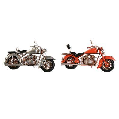 Deko-Figur Home ESPRIT Motorrad Grau Orange Vintage 27 x 11 x 15 cm (2 Stück) Default