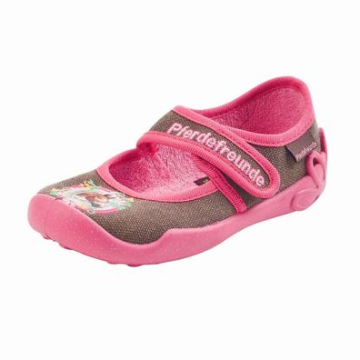 Pferdefreunde Hausschuhe Anna Mädchen Pferd braun pink 230143
