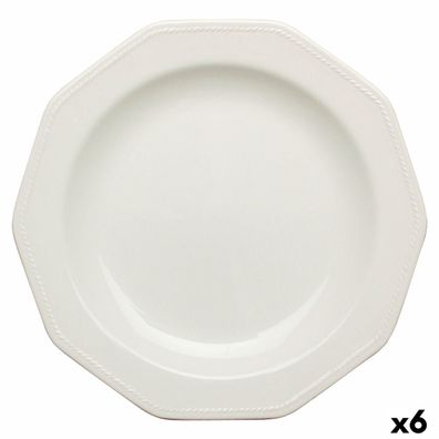 Flacher Teller Churchill Artic White Weiß aus Keramik Porcelæn Ø 27 cm (6 Stück) Defa