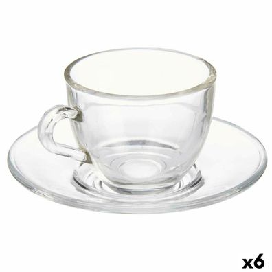 Tasse mit Untertasse Durchsichtig Glas 85 ml (6 Stück) Default Title