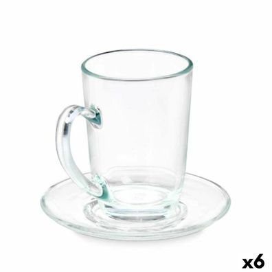 Tasse mit Untertasse Durchsichtig Glas 200 ml (6 Stück) Default Title