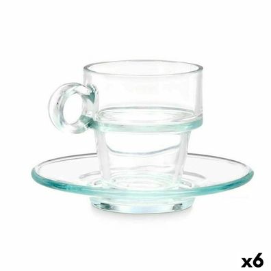 Tasse mit Untertasse Durchsichtig Glas 90 ml (6 Stück) Default Title