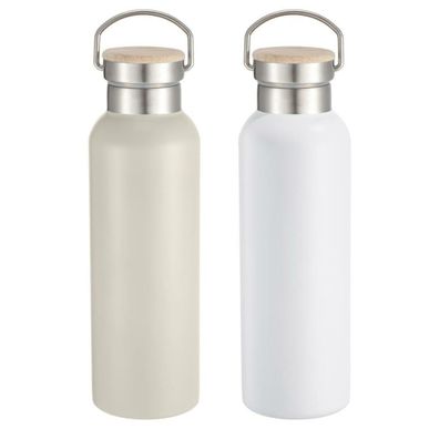 Wasserflasche Home ESPRIT Weiß Beige natürlich Bambus Edelstahl 500 ml (2 Stück) Defa