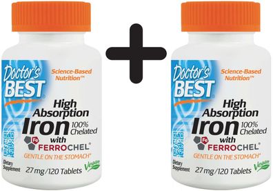 2 x High Absorption Iron, 27mg - 120 tabs