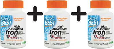 3 x High Absorption Iron, 27mg - 120 tabs