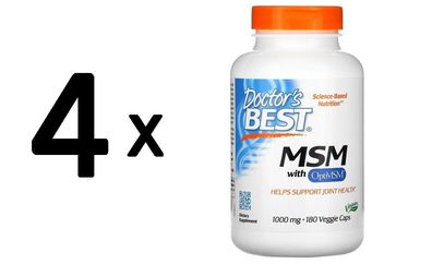 4 x MSM with OptiMSM Vegan, 1000mg - 180 vcaps