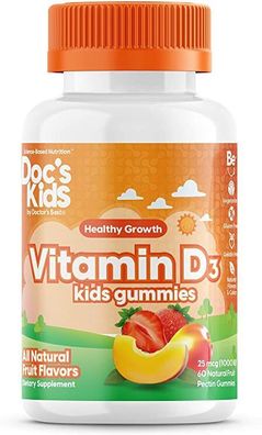 Vitamin D3 Kid's Gummies, Fruit Flavours - 60 gummies