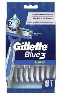 Gillette Blue Simple 3 Einwegrasierer, 8 Stück