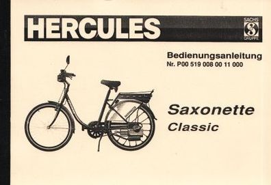 Bedienungsanleitung Hercules Sachs Saxonette Classic, Motorfahrrad, Oldtimer
