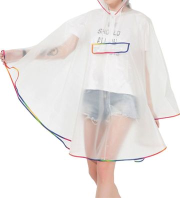 Regenmantel, modischer Unisex-Poncho für Erwachsene mit bunten Kanten