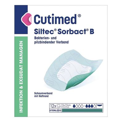 Cutimed Siltec Sorbact B 7,5 x 7,5 cm 12 Stück