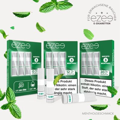 Ezee E-Zigarette Depots/ Filter - 0-12-20 mg Nikotin - Menthol/ Minzegeschmack