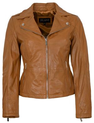 Jilani - Damen Lederjacke Lammnappa cognac