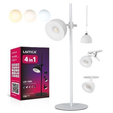 Laitica LED ORBI 2.5W Schreibtischlampe Weiß, USB-Ladestation, DREI Lichtfarben