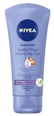 NIVEA Handcreme mit Macadamianuss & Lotusbléten, Intensive Pflege, 75ml - Fér trocken