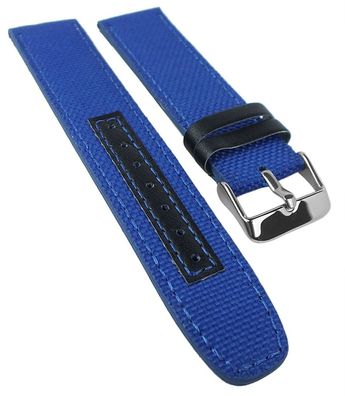 Bruno Banani Geros > Uhrenarmband 20mm in blau Leder/Textil > BR30002