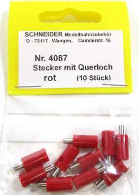 Schneider Z-H0 4087 Stecker mit Querloch rot (10 Stk) - NEU