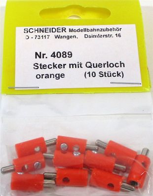 Schneider Z-H0 4089 Stecker mit Querloch orange (10 Stk) - NEU