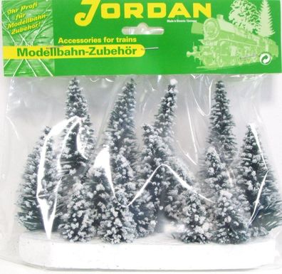 Jordan H0/N [43A] Modell-Schnee-Tannen weiß beflockt 4-12cm 15 Stück - OVP NEU