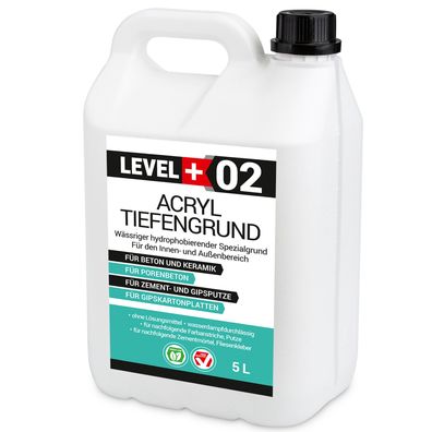 Acryl Tiefengrund 5L Grundierung LEVEL+ Lösungsmittelfrei Innen Außen L+02