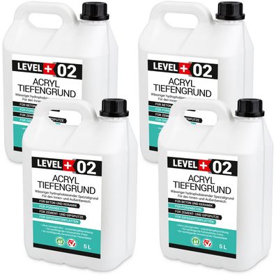 Acryl TiefenGrund 20L Grundierung Lösungsmittelfrei Innen Außen LEVEL+ RM02