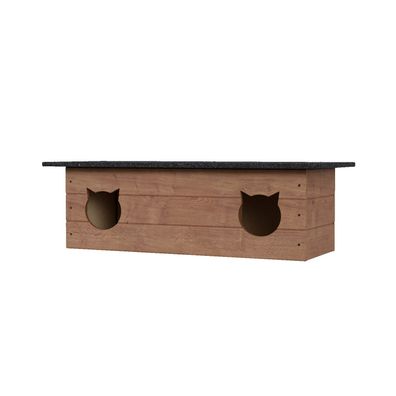 Katzenhaus XL Outdoor 110x40 cm Katzenhütte Höhle draußen wetterfest Holz 8581