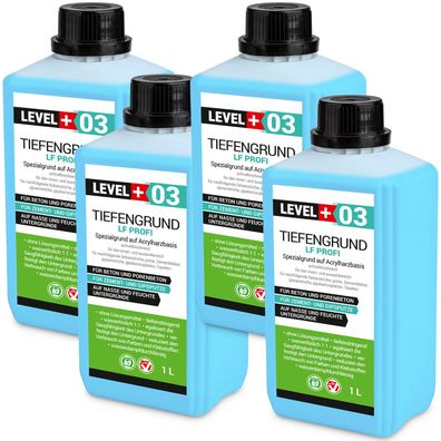 Tiefengrund LF 4L Tiefgund Beton Zement Gipsputz Grundierung Innen Außen L+03