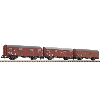 Liliput N L260149 3x gedeckte Güterwagen Gbs 245 Bretterwände DB, Ep. IV OVP NEU