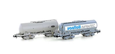 Hobbytrain N H23490 2er Set Silowagen Uacs SBB + Von Roll Infratec, Ep. IV-V - NEU