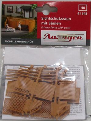 Auhagen H0 41648 Bausatz Sichtschutzzaun mit Säulen - OVP NEU