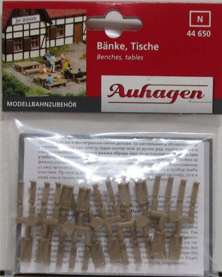 Auhagen N 44650 Bausatz Bänke, Tische - OVP NEU