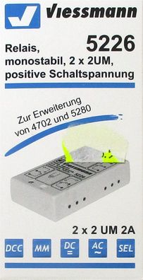 Viessmann 5226 Relais monostabil, 2 x 2UM pos. Schaltspannung OVP - NEU