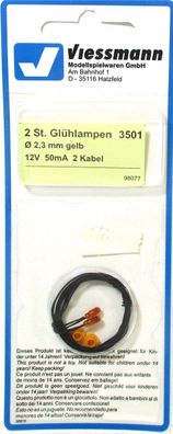 Viessmann 3501 Glühlampen 2 Stück gelb 12 V 50mA 2 Kabel OVP - NEU