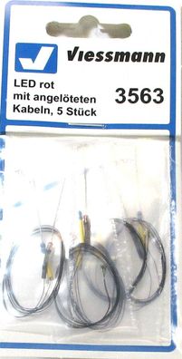 Viessmann 3563 5 LED‘s rot mit angelöteten Kabeln OVP - NEU