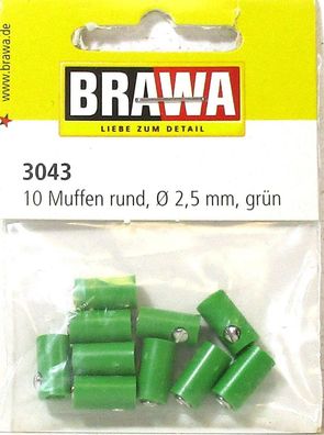 Brawa 3043 Muffen rund 2,5 mm grün 10 Stück OVP - NEU