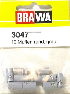 Brawa 3047 Muffen rund 2,5 mm grau 10 Stück OVP - NEU