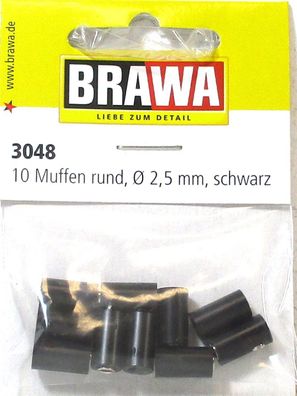 Brawa 3048 Muffen rund 2,5 mm schwarz 10 Stück OVP - NEU