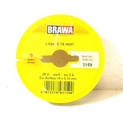 Brawa 3159 Litze 0,14mm² 25 m weiß bis 3A OVP - NEU - (0,16€/1m)