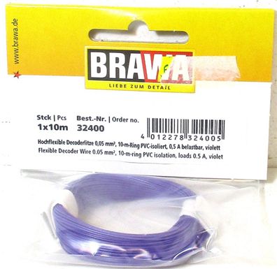 Brawa 32400 Decoderlitze 0,05mm² 10 m violett 0,5A (0,34€/1m)