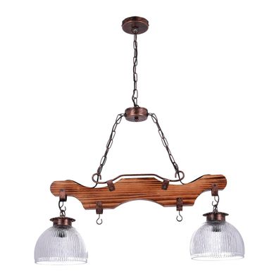 TIBU Hängelampe Holz Vintage Pendelleuchte Pendellampe Modell Bügel 2 Lichter