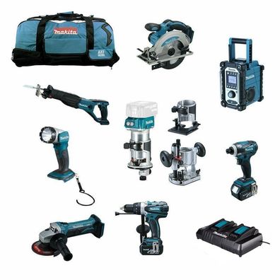 MAKITA DRT50RFJX2 Combo Kit inkl. DRT50 Multifunktionsfräse + Fräsmodule uvm