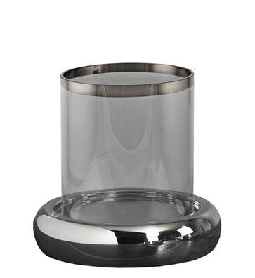 Kaheku Windlicht Nele XXL silber, Ø 36 cm, H= 35 cm 
Edelstahl Farbglas veredelt