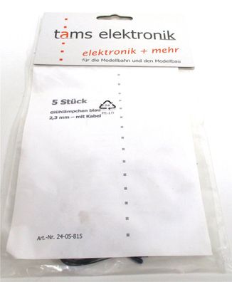 TAMS 24-05-815 Glühlämpchen blau 2,3mm mit Kabel 5 Stück OVP (Z151-9g)