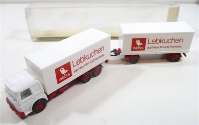 Wiking 1/87 H0 471 MAN / Büssing Koffer-Fernlastzug WEISS Lebkuchen- OVP